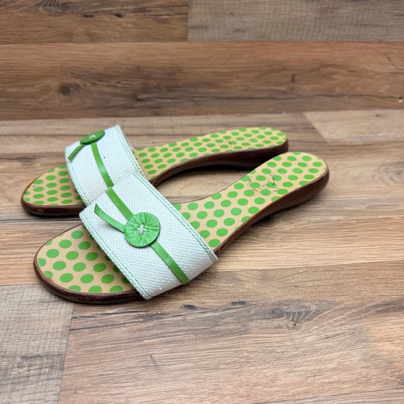 Kate Spade Shoes Womens Size 10 Green Polka Dot Mules Made in Italy Slide Sandal - Picture 2 of 6